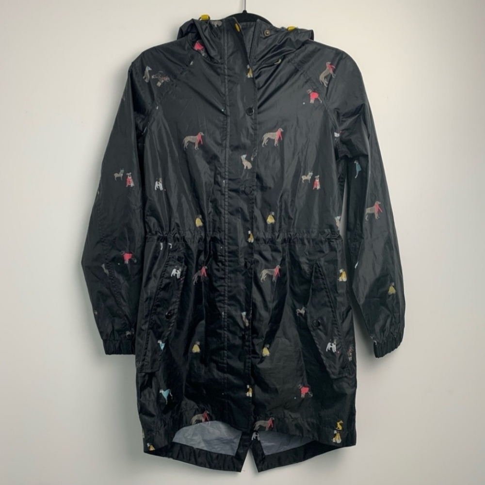 Joules right as rain jacket us4 black dogs print waterproof